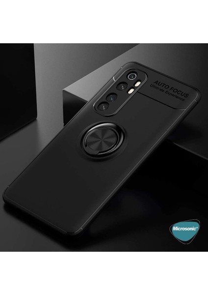 Xiaomi Mi Note 10 Lite Kılıf Kickstand Ring Holder Siyah