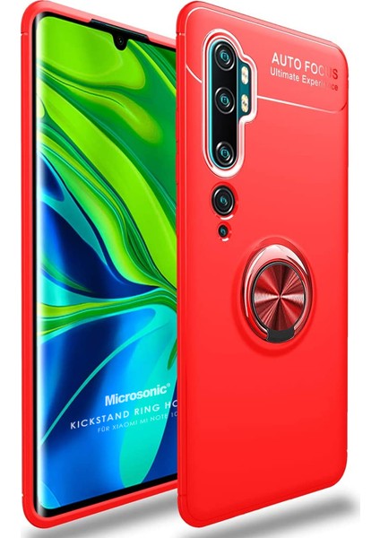 Xiaomi Mi Note 10 Pro Kılıf Kickstand Ring Holder Kırmızı