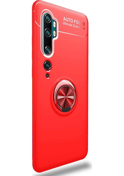 Xiaomi Mi Note 10 Pro Kılıf Kickstand Ring Holder Kırmızı