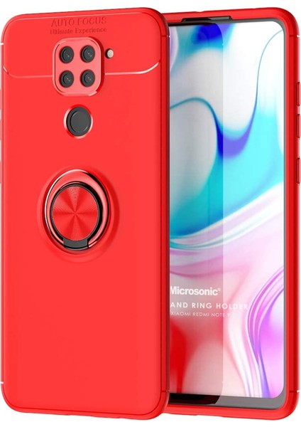 Xiaomi Redmi Note 9 Kılıf Kickstand Ring Holder Kırmızı