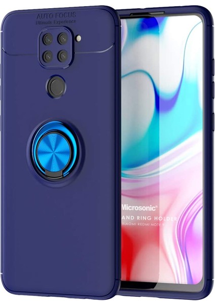 Xiaomi Redmi Note 9 Kılıf Kickstand Ring Holder Lacivert
