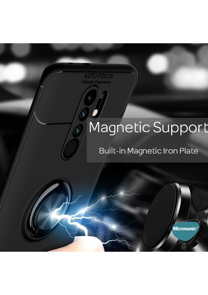 Xiaomi Redmi 9 Kılıf Kickstand Ring Holder Lacivert