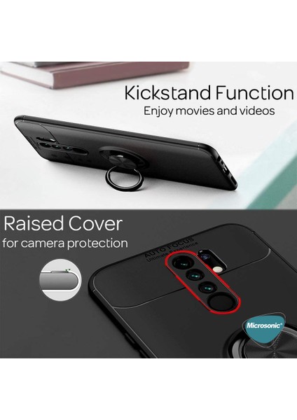 Xiaomi Redmi 9 Kılıf Kickstand Ring Holder Lacivert