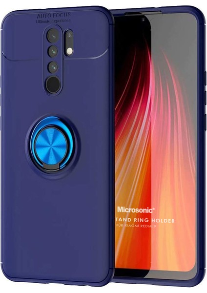 Xiaomi Redmi 9 Kılıf Kickstand Ring Holder Lacivert