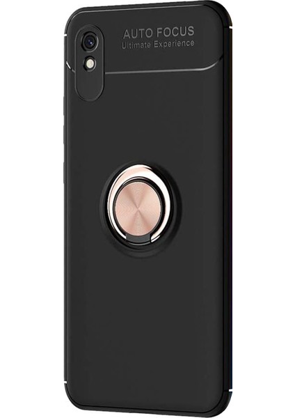 Xiaomi Redmi 9A Kılıf Kickstand Ring Holder Siyah Rose fiyatları
