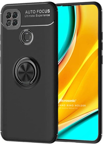 Xiaomi Redmi 9C Kılıf Kickstand Ring Holder Siyah