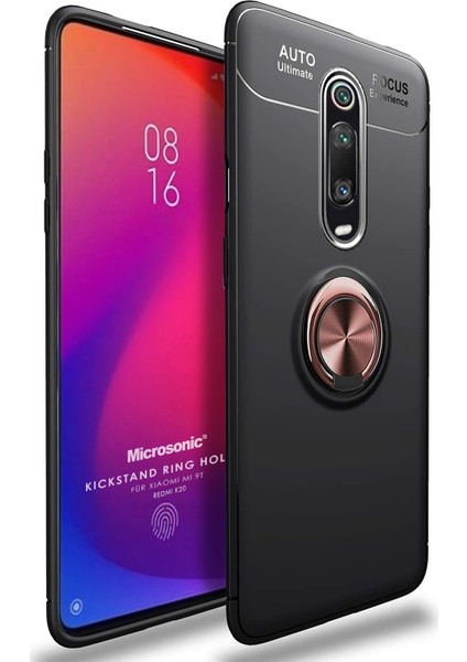 Xiaomi Redmi K20 Kılıf Kickstand Ring Holder Siyah Rose
