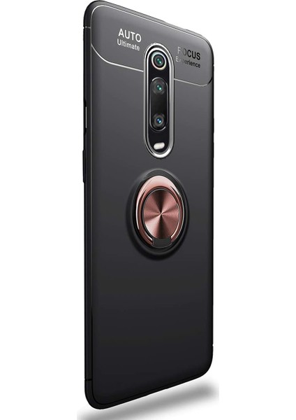 Xiaomi Redmi K20 Kılıf Kickstand Ring Holder Siyah Rose