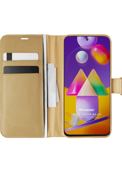 Samsung Galaxy M31s Kılıf Delux Leather Wallet Gold