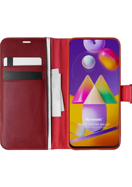 Samsung Galaxy M31s Kılıf Delux Leather Wallet Kırmızı