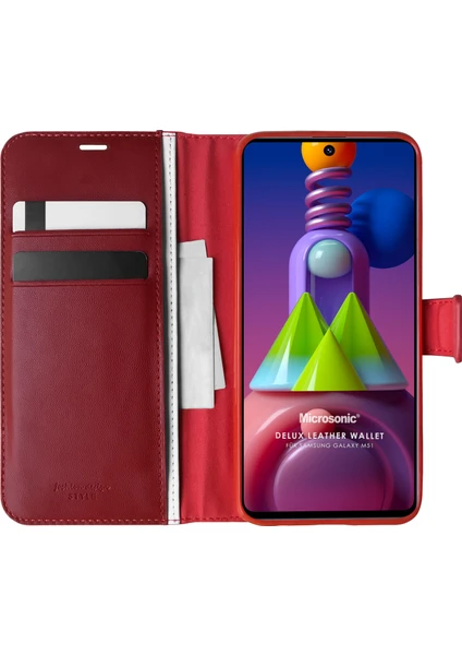 Samsung Galaxy M51 Kılıf Delux Leather Wallet Kırmızı