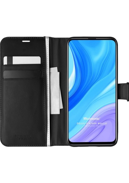 Huawei Y9S Kılıf Delux Leather Wallet Siyah