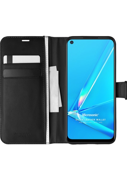 Oppo A52 Kılıf Delux Leather Wallet Siyah