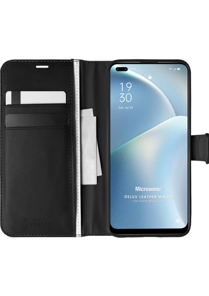 Oppo Reno 4 Lite Kılıf Delux Leather Wallet Siyah