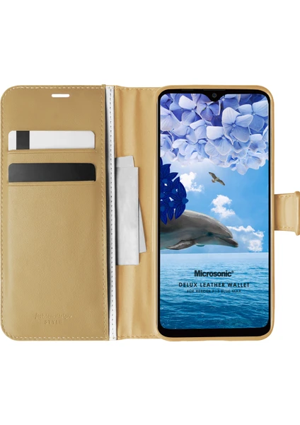 Reeder P13 Blue Max Kılıf Delux Leather Wallet Gold