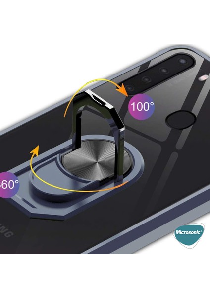 Samsung Galaxy A21 Kılıf Grande Clear Ring Holder Lacivert