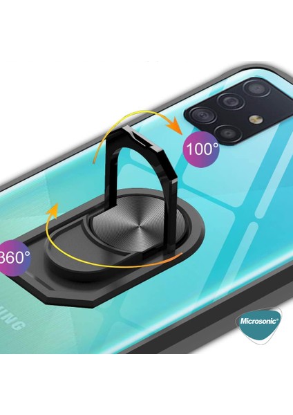 Samsung Galaxy A51 Kılıf Grande Clear Ring Holder Lacivert