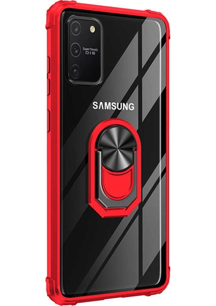 Samsung Galaxy A91 Kılıf Grande Clear Ring Holder Kırmızı fiyatları