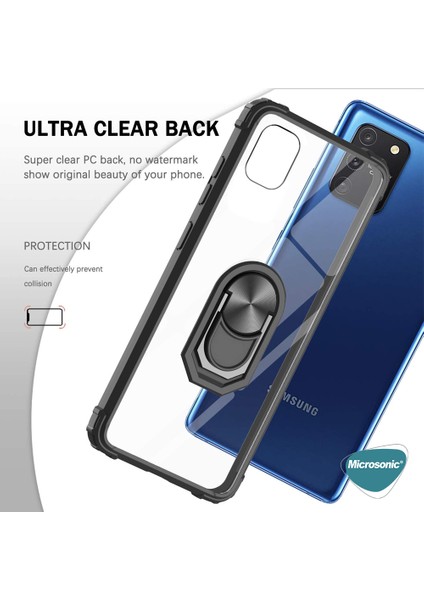 Samsung Galaxy A91 Kılıf Grande Clear Ring Holder Siyah fırsatları
