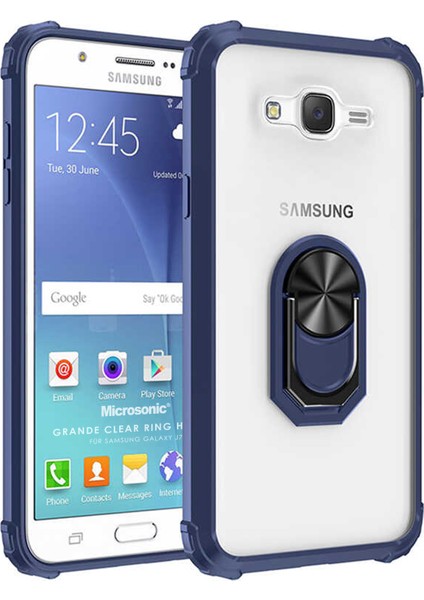 Samsung Galaxy J7 Core Kılıf Grande Clear Ring Holder Lacivert