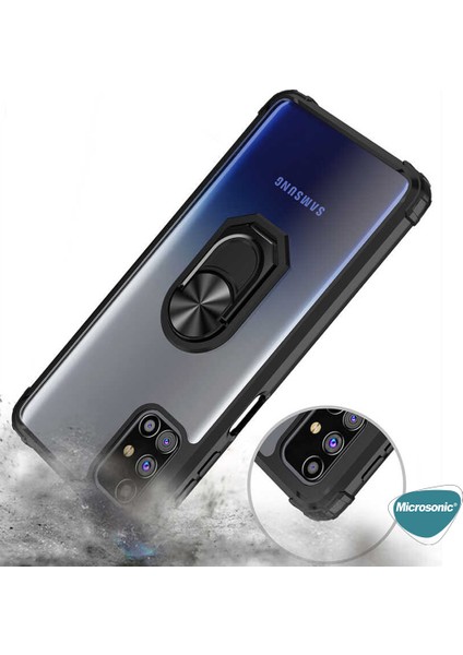 Samsung Galaxy M31s Kılıf Grande Clear Ring Holder Siyah