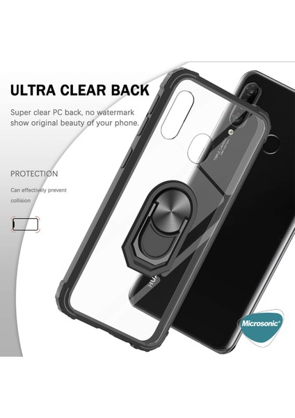 Huawei P30 Lite Kılıf Grande Clear Ring Holder Lacivert