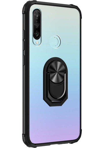 Huawei P30 Lite Kılıf Grande Clear Ring Holder Siyah