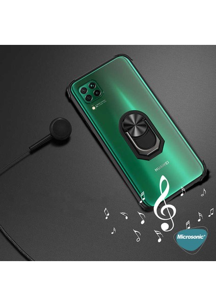 Huawei P40 Lite Kılıf Grande Clear Ring Holder Siyah