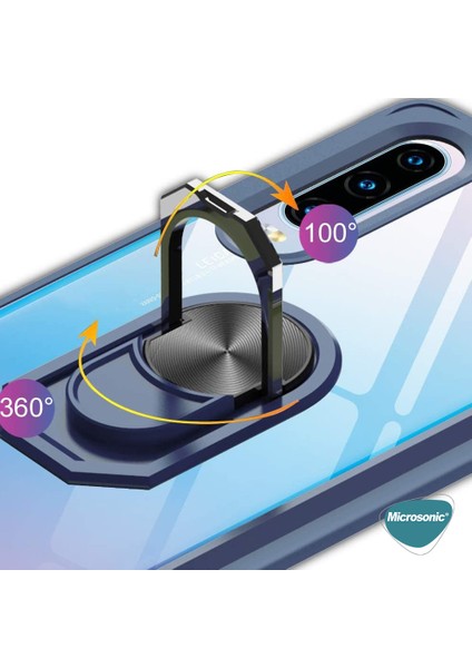 Huawei P Smart 2019 Kılıf Grande Clear Ring Holder Siyah