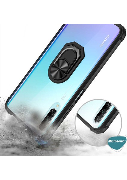 Huawei P Smart Pro Kılıf Grande Clear Ring Holder Lacivert