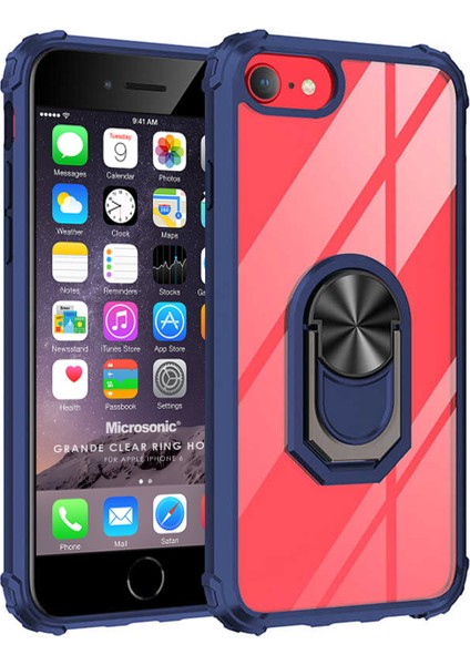 Apple iPhone 6S Kılıf Grande Clear Ring Holder Lacivert