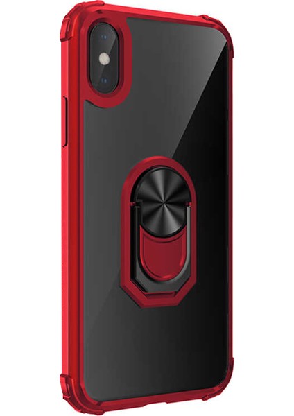 Apple iPhone X Kılıf Grande Clear Ring Holder Kırmızı fiyatları