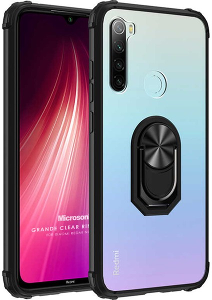 Xiaomi Redmi Note 8 Kılıf Grande Clear Ring Holder Siyah