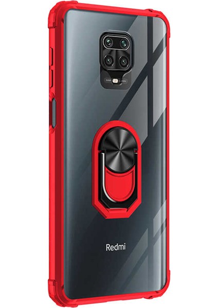 Xiaomi Redmi Note 9S Kılıf Grande Clear Ring Holder Kırmızı