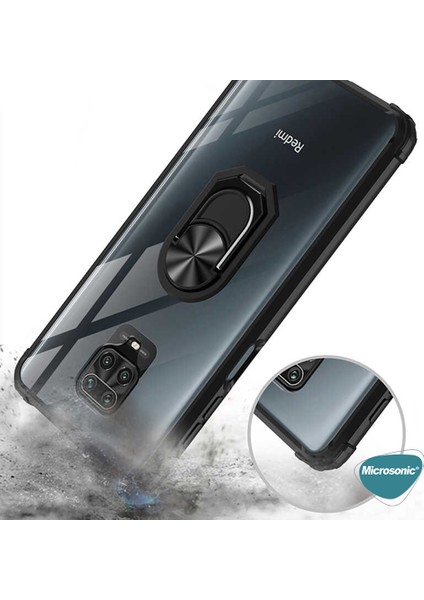 Xiaomi Redmi Note 9S Kılıf Grande Clear Ring Holder Kırmızı