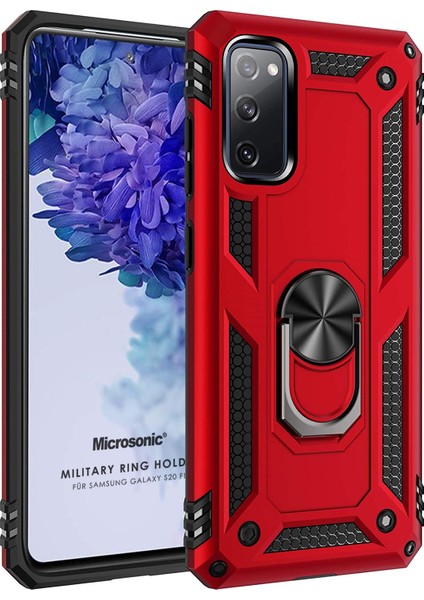 Samsung Galaxy S20 FE Kılıf Military Ring Holder Kırmızı