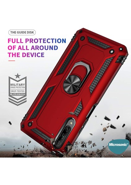 Huawei Y9S Kılıf Military Ring Holder Lacivert