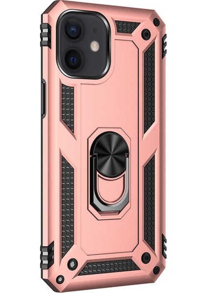 Apple iPhone 12 Kılıf Military Ring Holder Rose Gold fiyatları