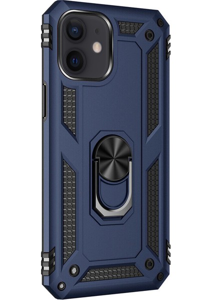 Apple iPhone 12 Kılıf Military Ring Holder Lacivert fiyatları