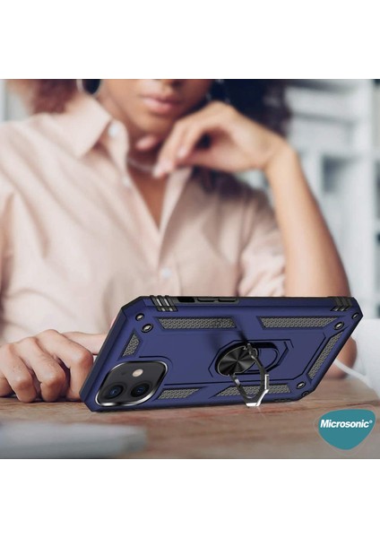 Apple iPhone 12 Kılıf Military Ring Holder Kırmızı indirimleri