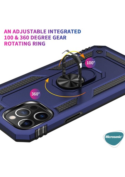 Apple iPhone 12 Pro Max Kılıf Military Ring Holder Kırmızı