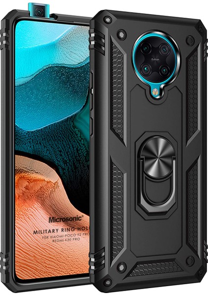 Xiaomi Poco F2 Pro Kılıf Military Ring Holder Siyah