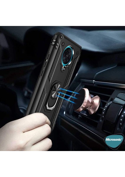 Xiaomi Poco F2 Pro Kılıf Military Ring Holder Kırmızı