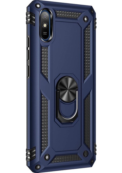 Xiaomi Redmi 9A Kılıf Military Ring Holder Lacivert fiyatları