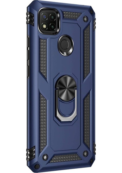 Xiaomi Redmi 9C Kılıf Military Ring Holder Lacivert