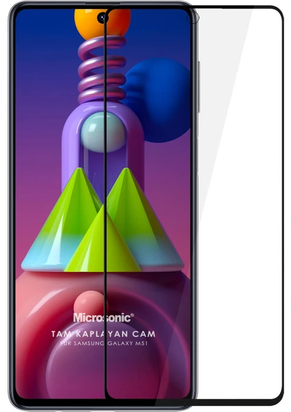 Samsung Galaxy M51 Tam Kaplayan Temperli Cam Ekran Koruyucu Siyah