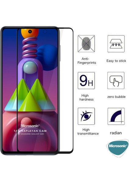 Samsung Galaxy M51 Tam Kaplayan Temperli Cam Ekran Koruyucu Siyah