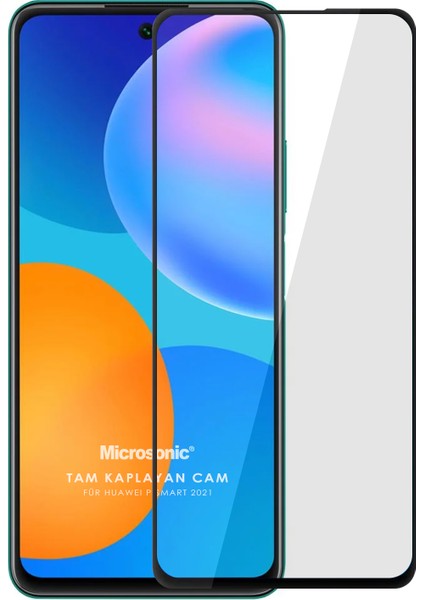 Huawei P Smart 2021 Tam Kaplayan Temperli Cam Ekran Koruyucu Siyah