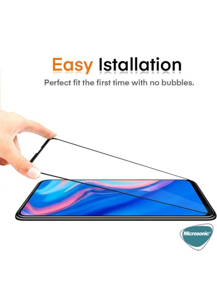 Huawei Y9S Tam Kaplayan Temperli Cam Ekran Koruyucu Siyah