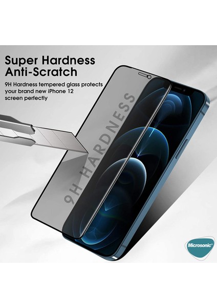Apple iPhone 12 Mini Privacy 5D Gizlilik Filtreli Cam Ekran Koruyucu Siyah modelleri